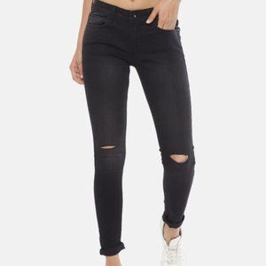 New Women's Simple Society Black Distressed Skinny Jeans Sz 29